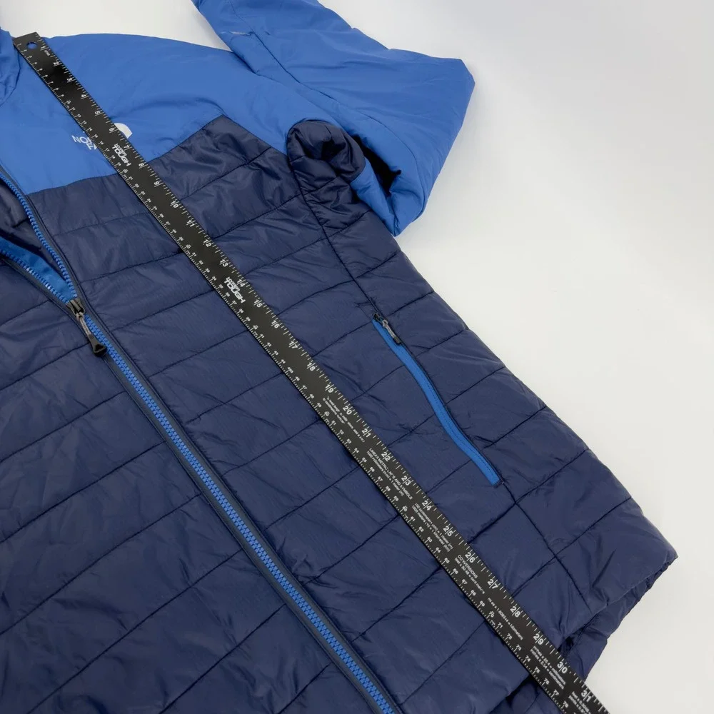 North Face Summit Series Large Mens Puffer Jacket Blue Insulated Full Zip FLAW